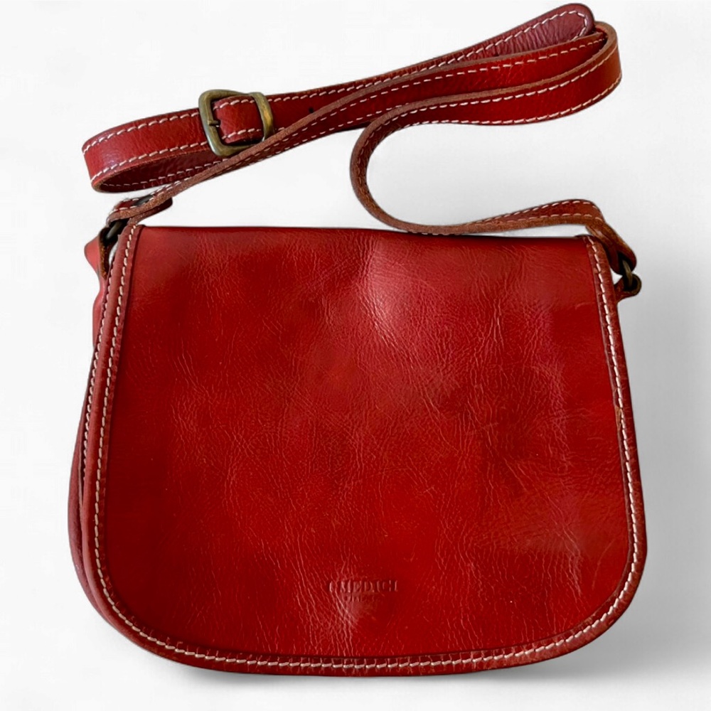 🇮🇹 I Medici Firenze Italian Leather Saddle Bag Crossbody Classic Minimalist